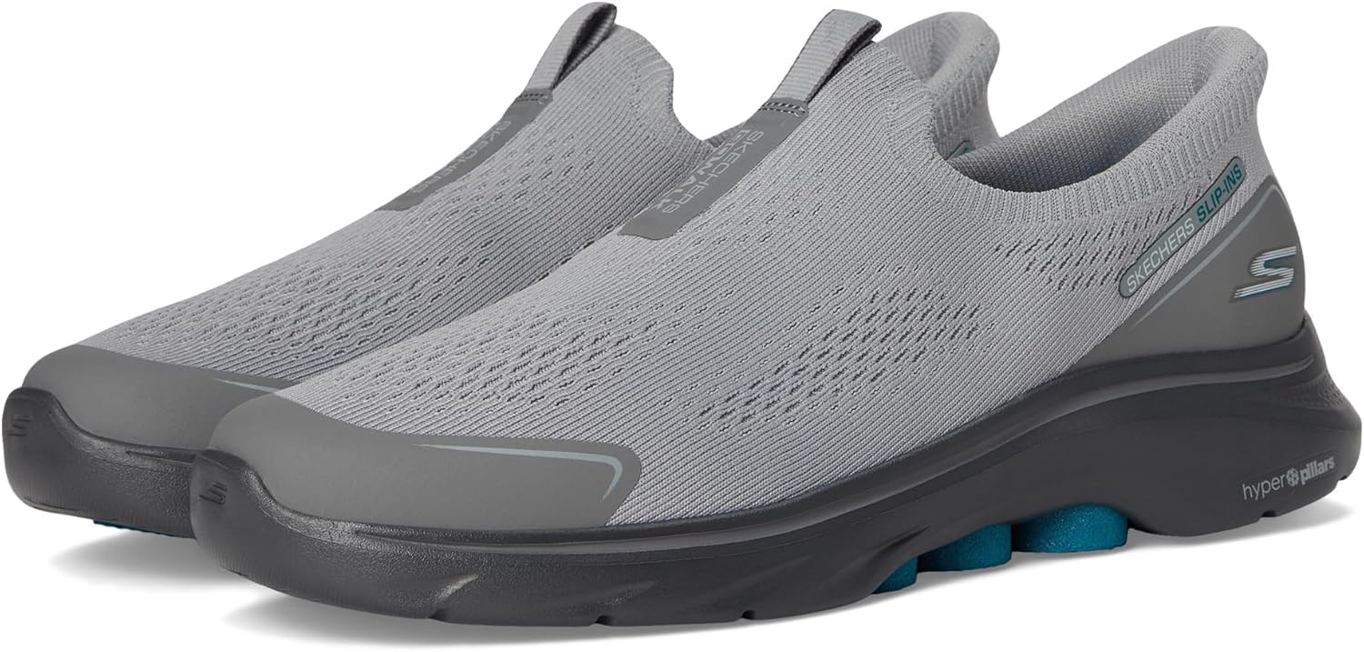 Мужские кроссовки Skechers Go Walk 7 без шнурков- легкая эволюция кроссовок, серый/угольный — фото 2