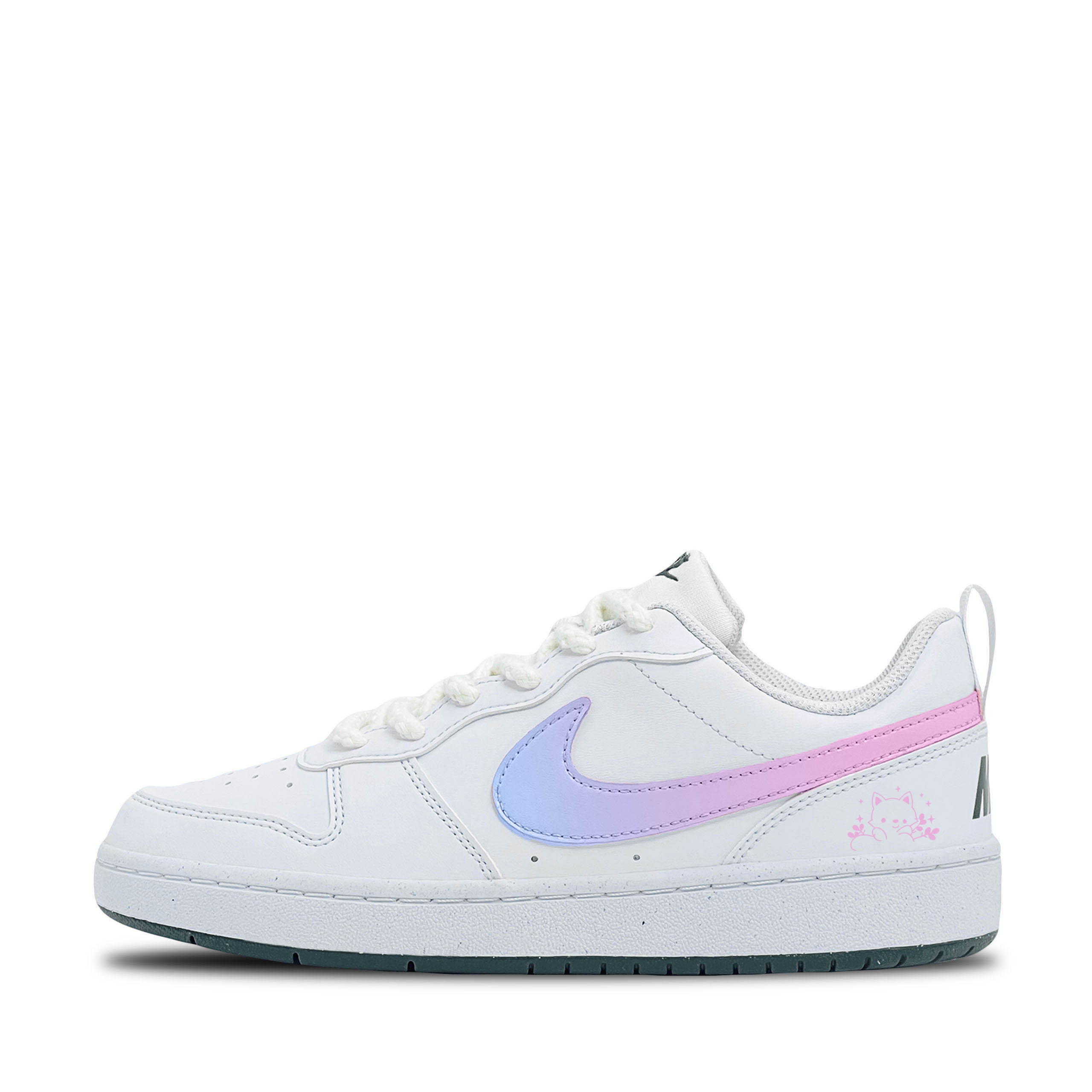 

Nike Детские кроссовки для скейтбординга Court Borough Purple Pink Cheese с нескользящей подошвой и износостойкими протекторами для подростков