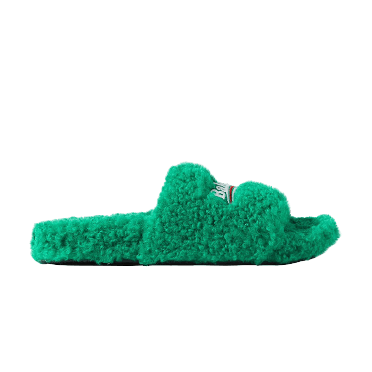 Шлепанцы Balenciaga Wmns Furry Slides 'Green', зеленый