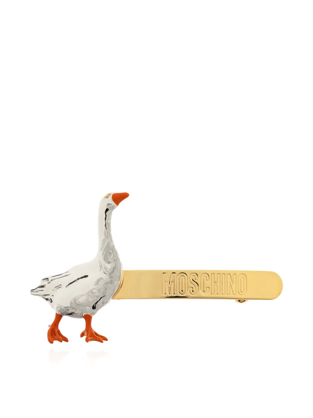 

Аксессуар для волос с тисненым логотипом Goose Moschino, золотой