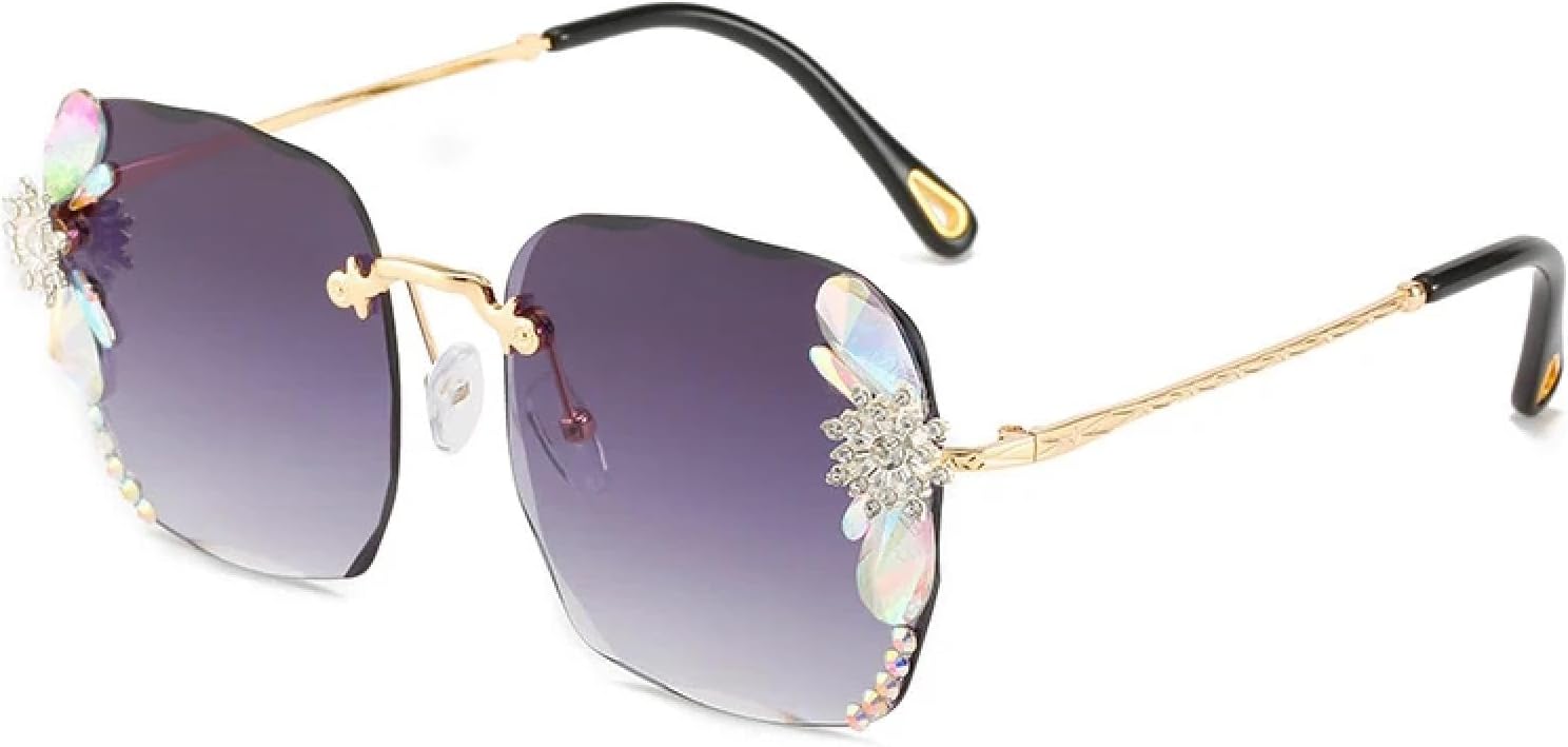 

Модные солнцезащитные очки без оправы для женщин и мужчин, винтажные металлические очки для путешествий, уличной фотографии, защита от УФ-излучения UV400 TKKTLLT, Gold Gradient Gray