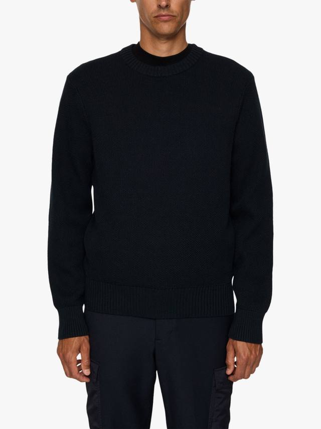 

Оливер риббад коттон джемпер с круглым вырезом J.Lindeberg, Navy