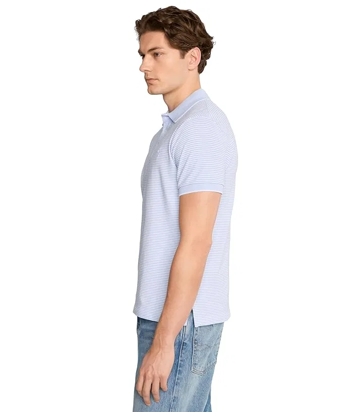 Футболка поло Custom Slim Striped Stretch Mesh Polo Ralph Lauren, Office Blue/White — фото 3