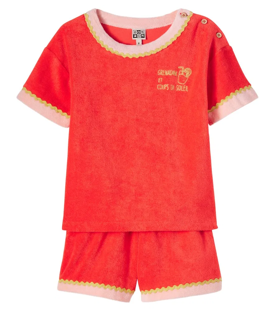 Комплект Livia из хлопковой махровой футболки и шорт Bonton, оранжевый