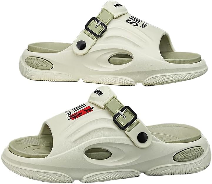 

Мужские модные шлепанцы с толстой подошвой - удобные нескользящие повседневные EVA сандалии с прочной мягкой подошвой, идеальные для ежедневной носки и активного отдыха на свежем воздухе Clolinde, зеленый