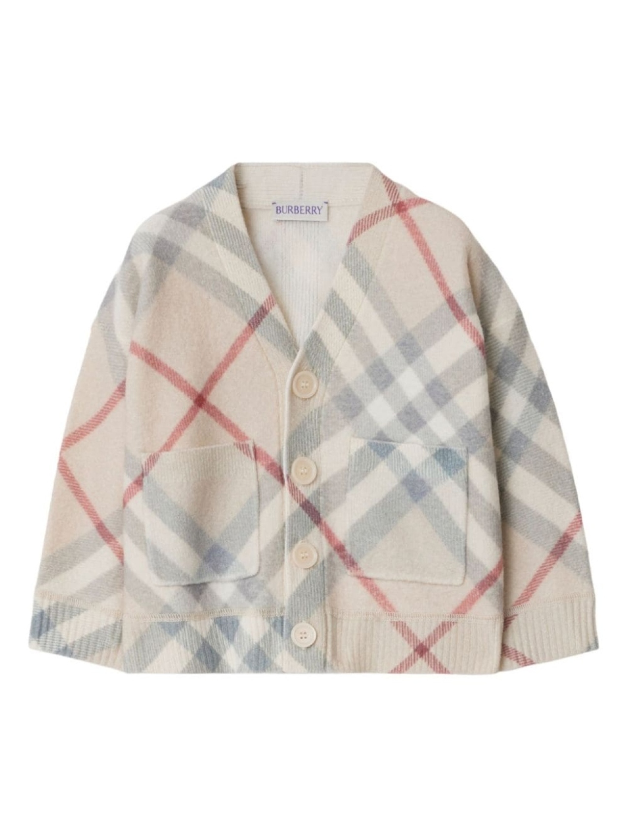 

Burberry Kids шерстяной кардиган в клетку, нейтральный цвет