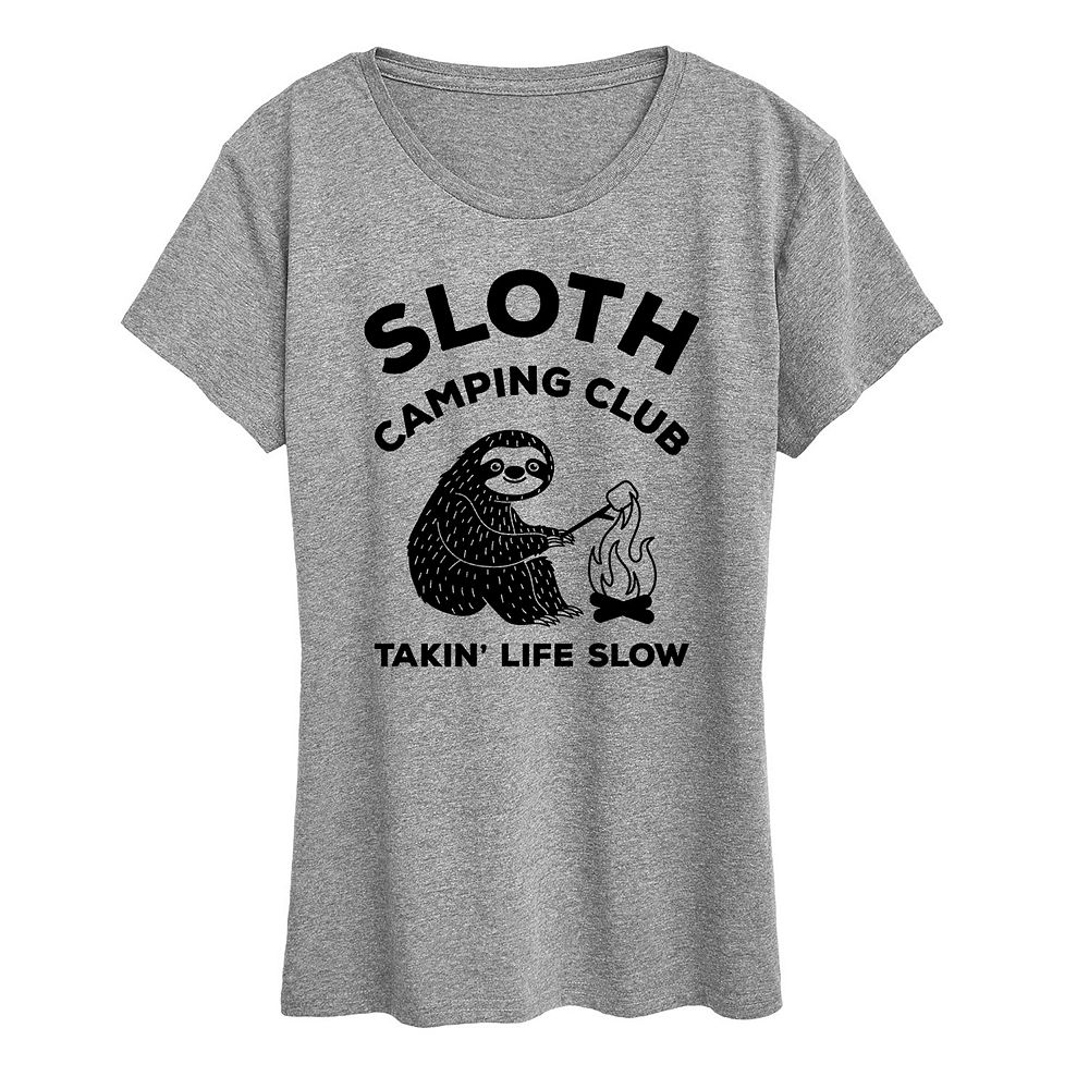 

Женская футболка с рисунком Sloth Camping Club Licensed Character, цвет Heather Gray