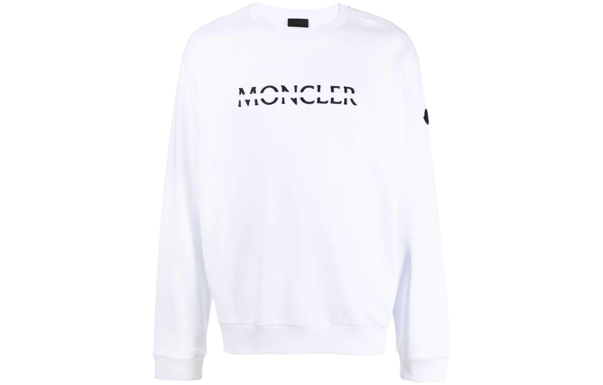 Свитер из хлопка с вышитым логотипом Moncler, белый — фото 2