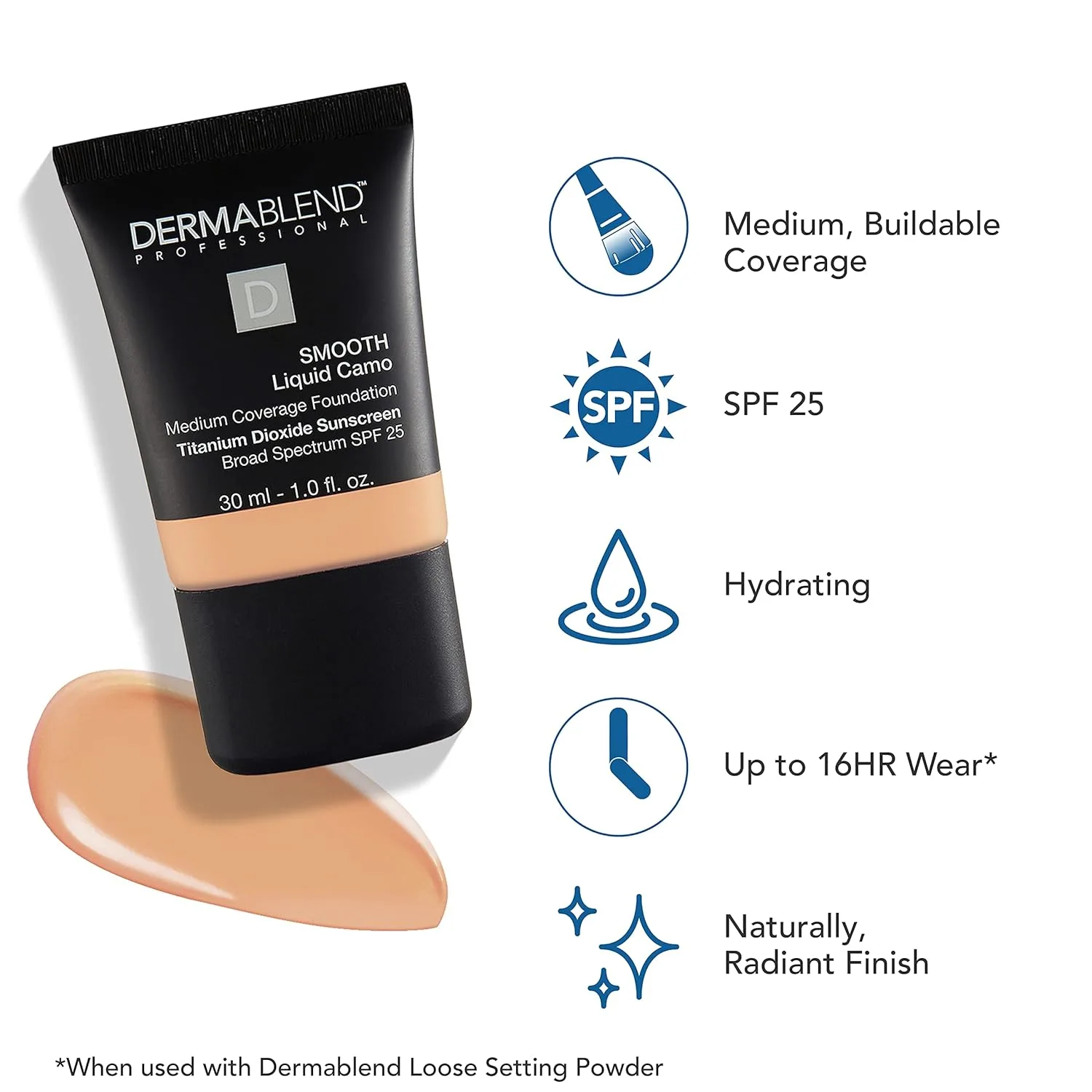 Жидкая тональная основа Dermablend Dermablend Smooth 29,6 мл (1 шт.), 30W Bisque — фото 3