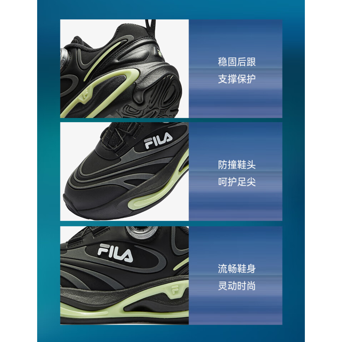 FILA KIDS Детские кроссовки с низким верхом, устойчивые к скольжению и износу, цвет: черный/серый — фото 4