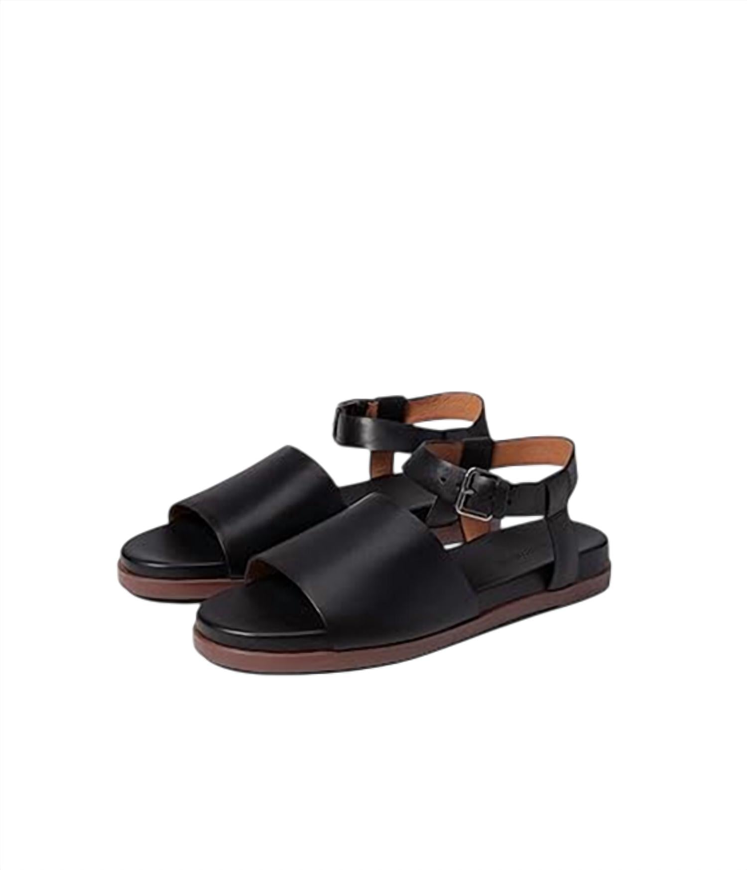 Women Noelle Ankle-Strap Flats In True Black Madewell