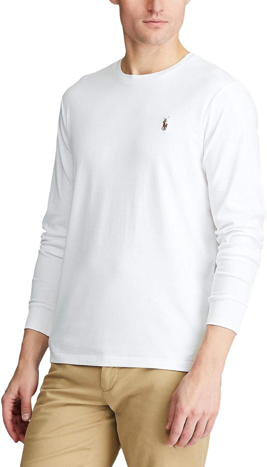 POLO RALPH LAUREN Мужская футболка с длинным рукавом Classic Fit Soft Touch, (Soft Touch) White — фото 2