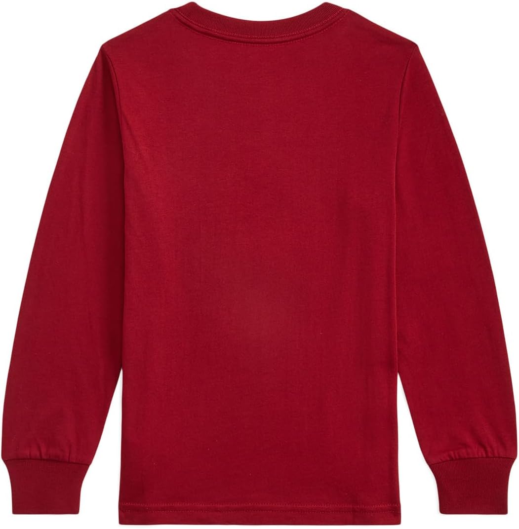 Футболка Polo Bear из хлопка с длинным рукавом Polo Ralph Lauren Kids, Hol25 Bear Holiday Red — фото 2