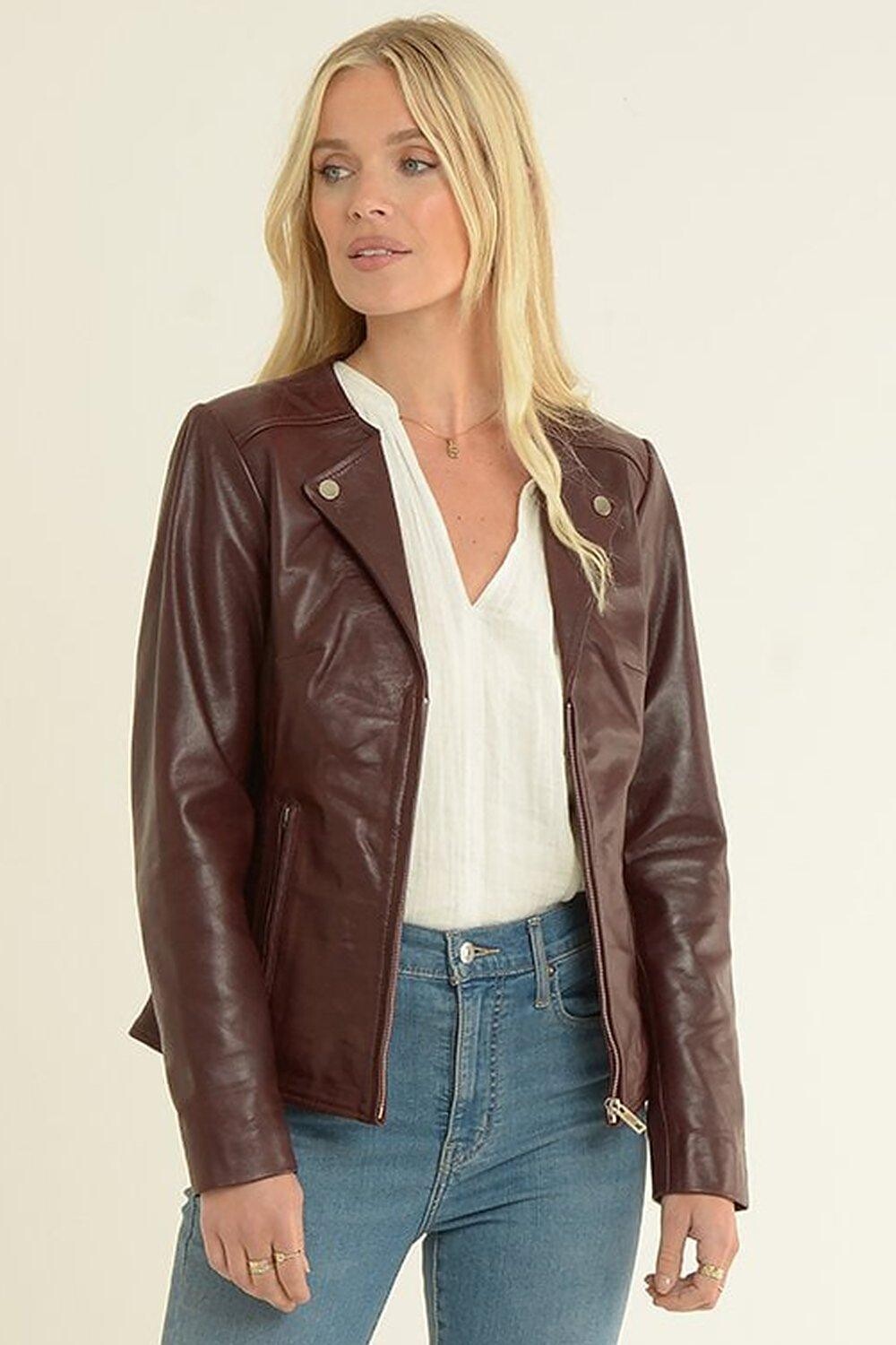 

Модная байкерская куртка из натуральной кожи 'MB' Ashwood Leather, красный