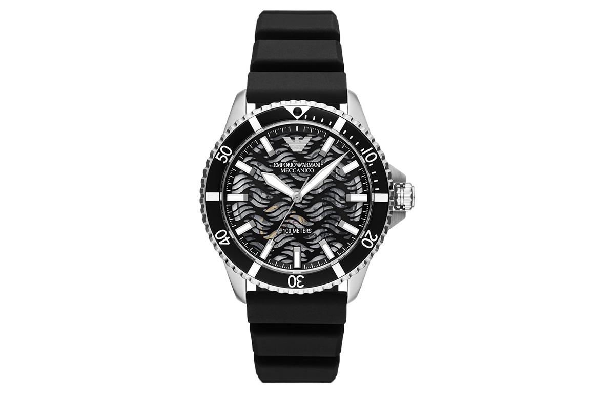 

EMPORIO ARMANI Часы Wrist Watch Mechanical Movement Silicone Strap 42mm Black Dial Men's Watch, Black Dial