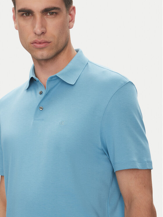 Рубашка поло стандартный крой Supima LV04LB276G Calvin Klein, синий — фото 4