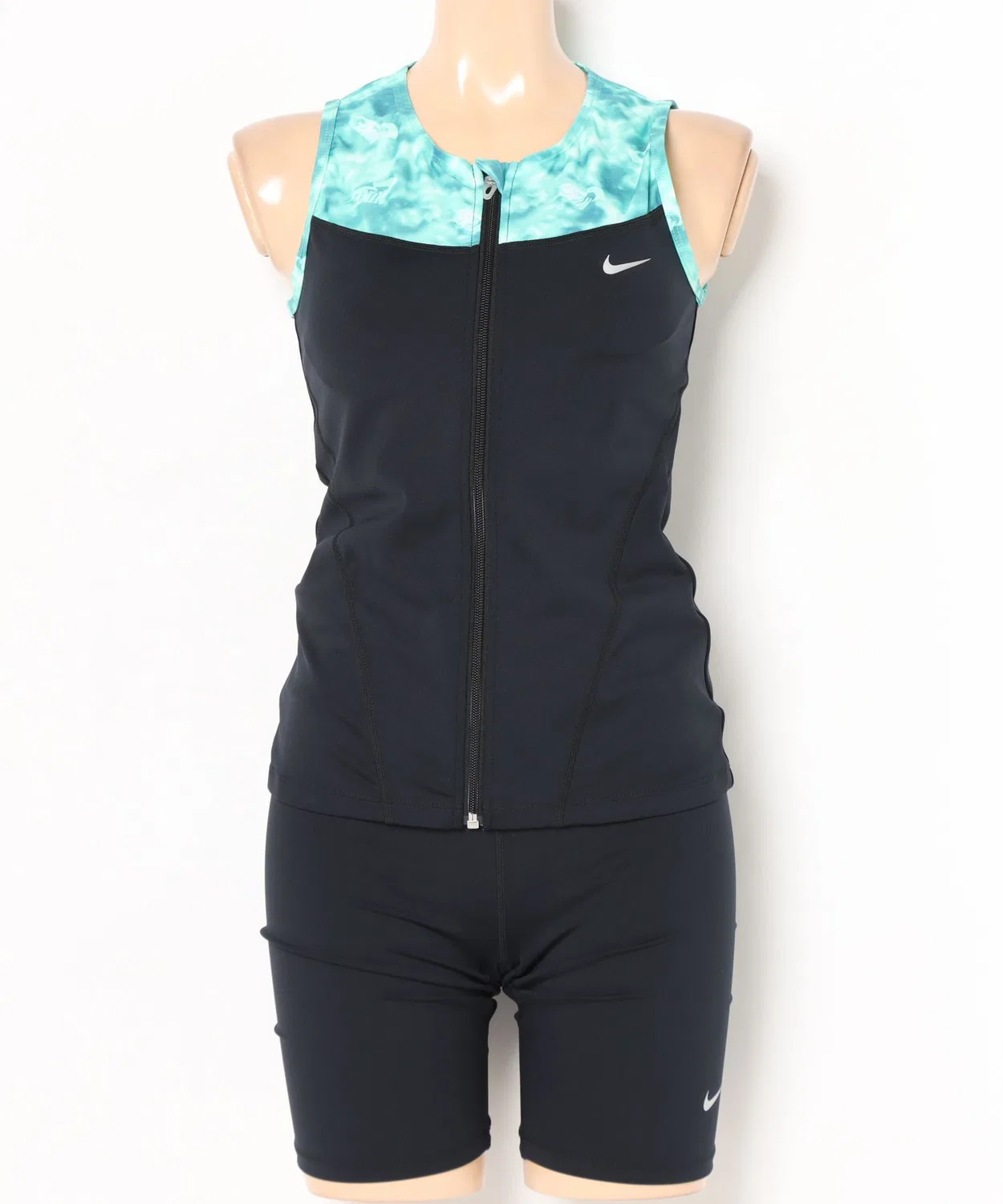 Раздельный купальник Nike FA25 с zip-застежкой, зеленый