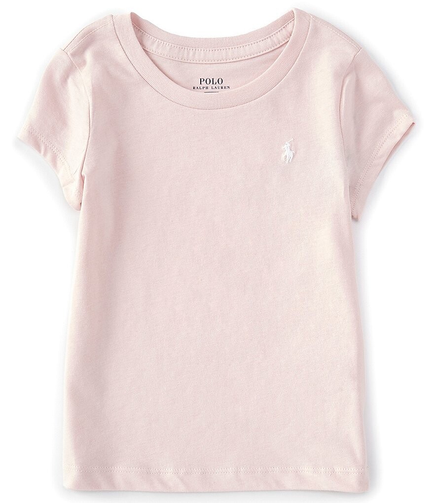 

Приталенная футболка из джерси с короткими рукавами Polo Ralph Lauren Essential Little Girls 2T-6X, розовый