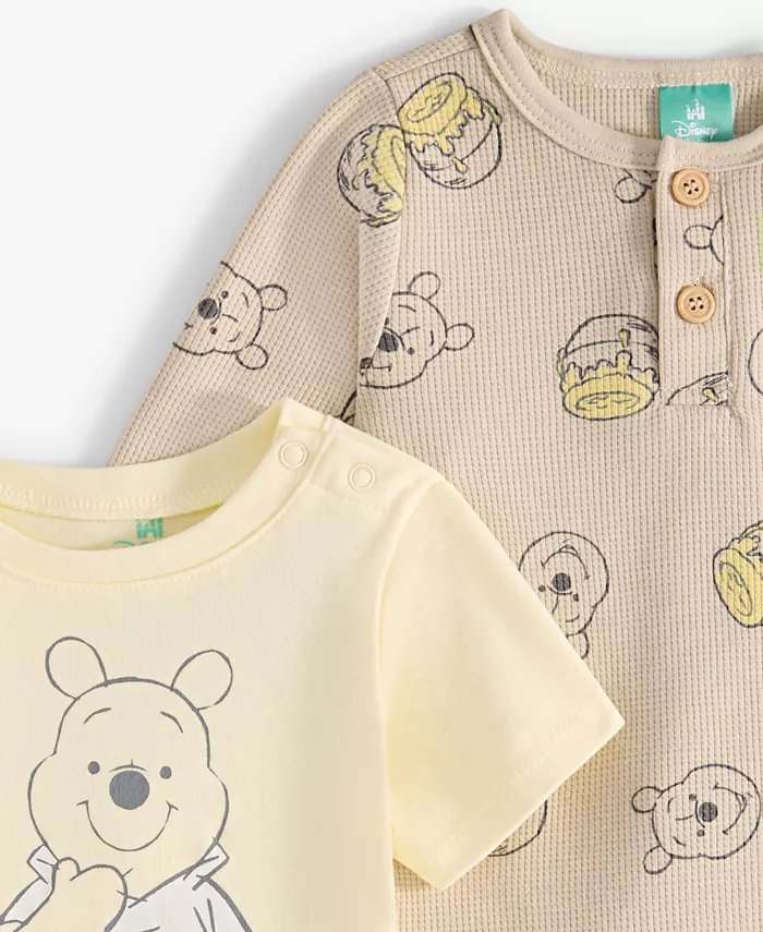 Комплект для мальчиков Baby Boys Winnie-the-Pooh: боди, теплая рубашка-поло и теплые штаны, 3 предмета Disney, коричневый/бежевый — фото 4