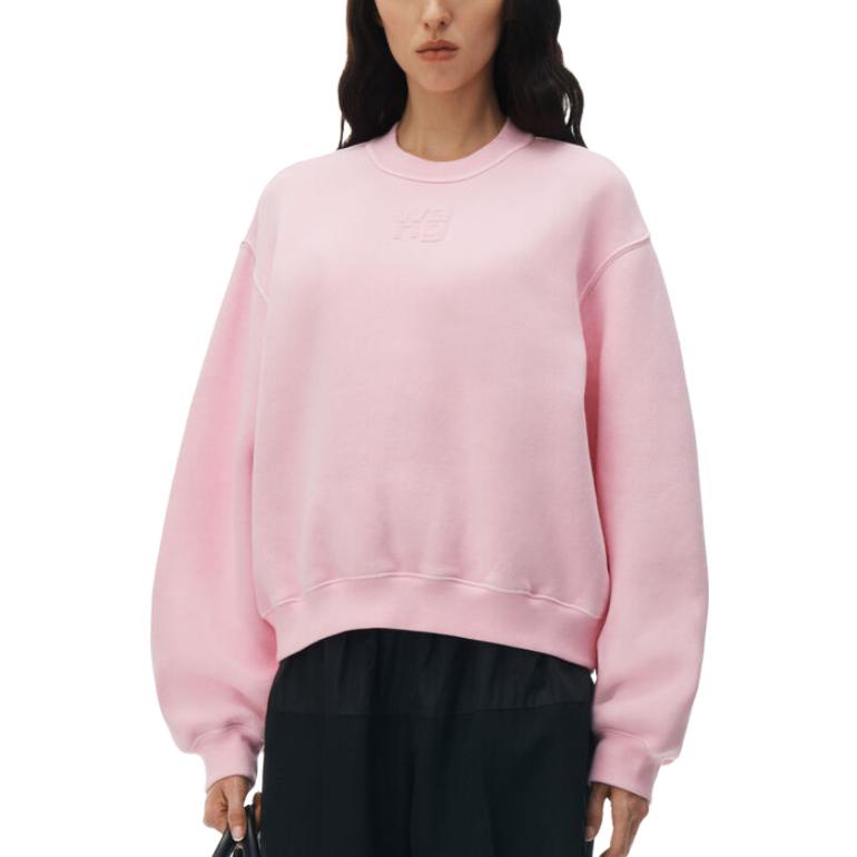 Alexander Wang Толстовка SS24 Puff Logo в стиле Terry для женщин, розовая — фото 4