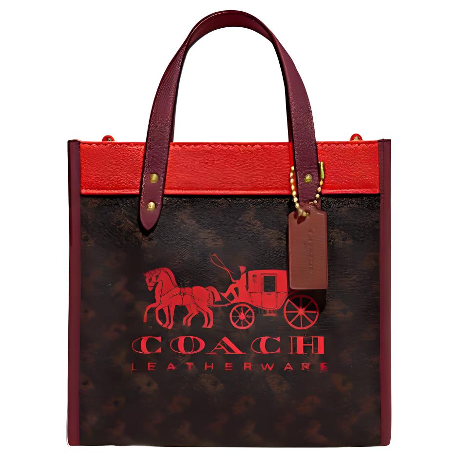 

COACH Полевая холщовая сумка с кожаной отделкой
