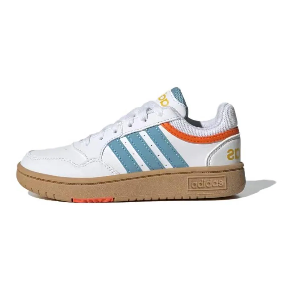 Adidas Кроссовки детские HOOPS Slip Resistant Abrasion Resistant низкие белые синие золотые