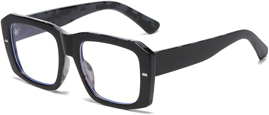 

Популярные модные квадратные женские солнцезащитные очки в винтажном стиле с заклепками, панк-стиль, мужские сине-зеленые очки с защитой от УФ-излучения UV400 и прозрачными линзами HYYZZC, Black Pattern Clear