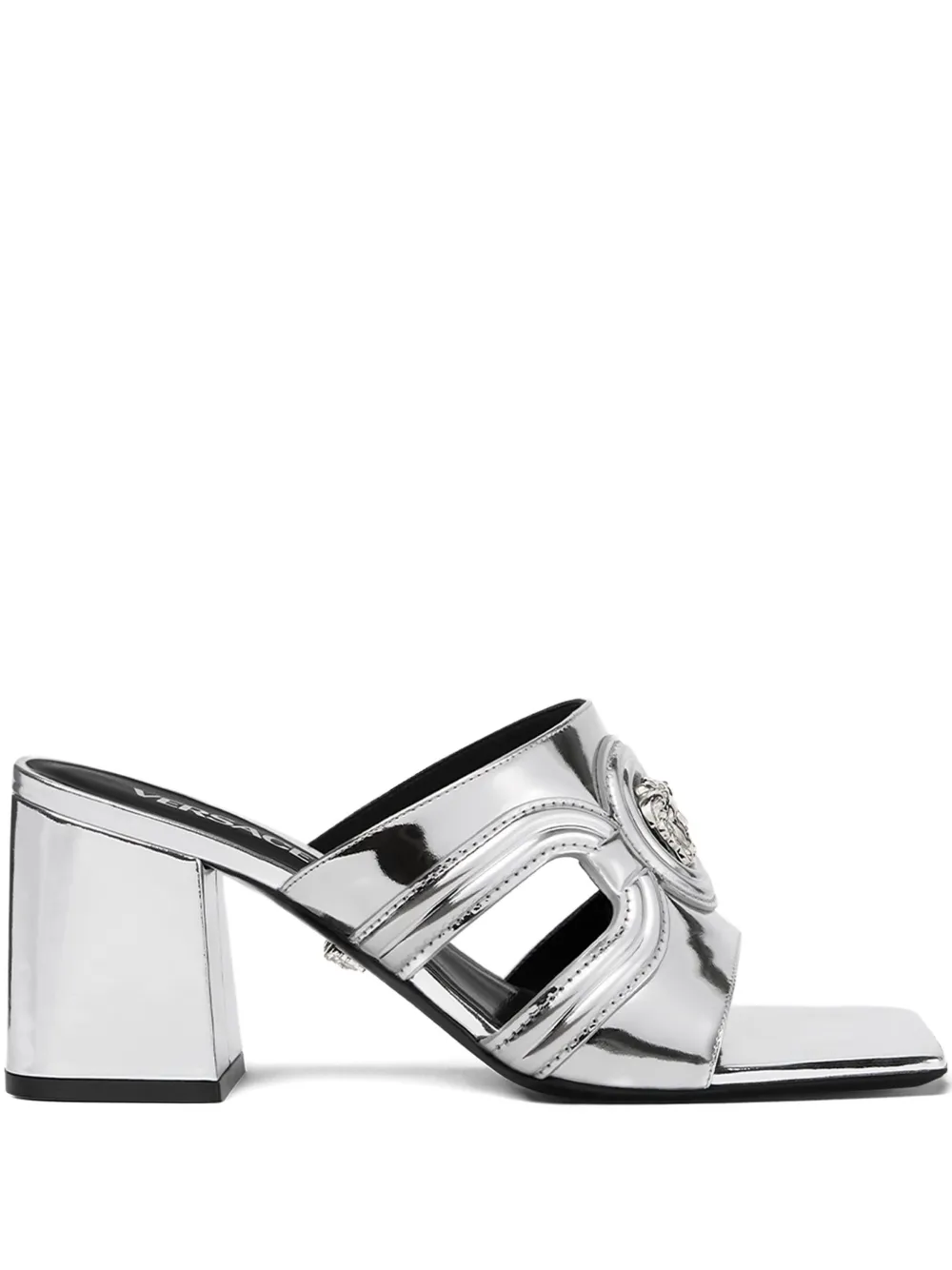 Мюли Medusa '95 70 с эффектом металлик VERSACE, серебяный
