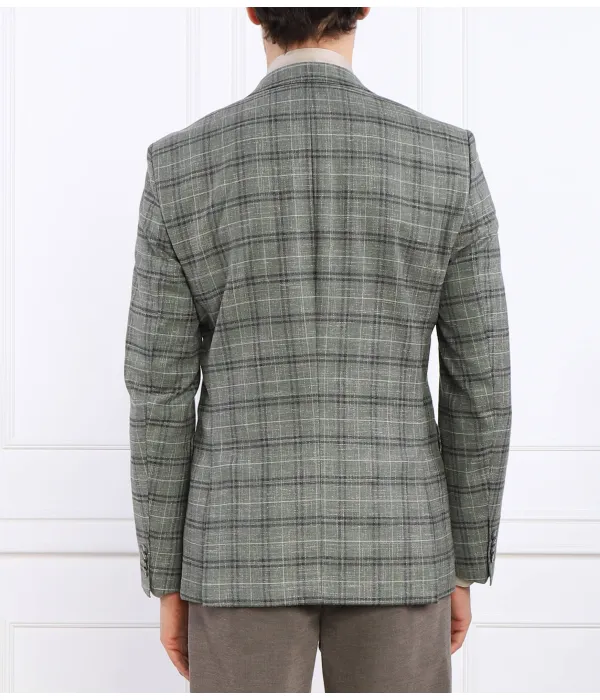 Элегантный шерстяной жакет h-hutson-231 Slim fit Boss, зеленый — фото 4