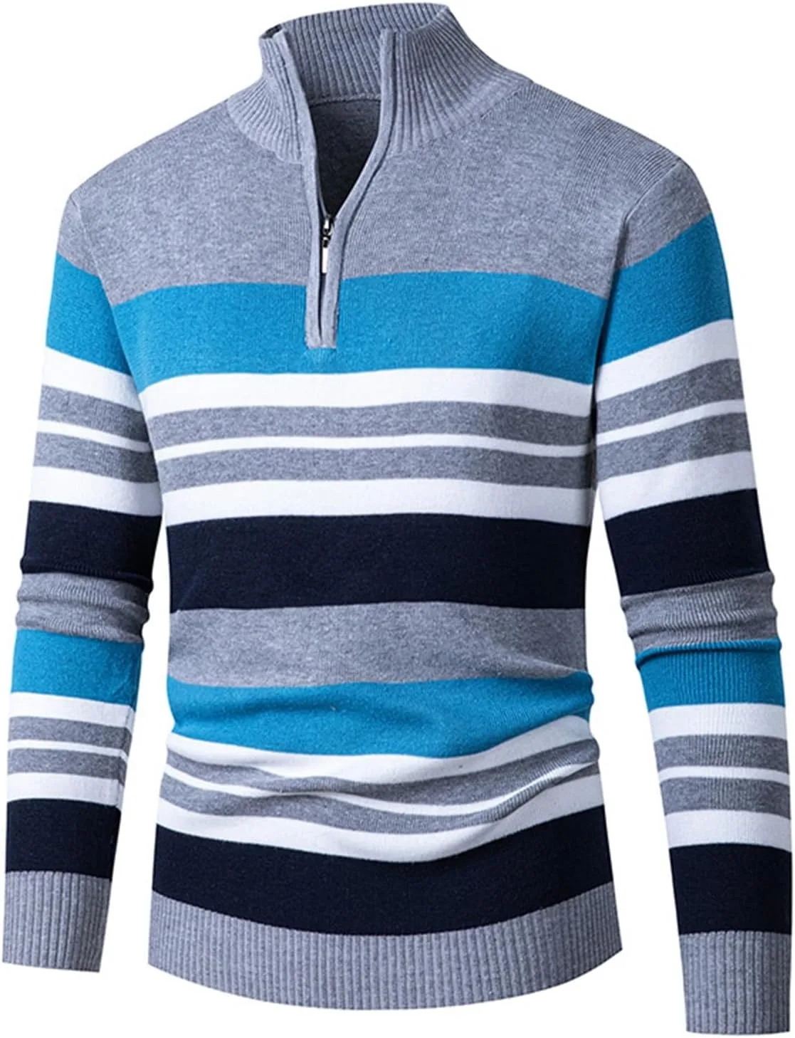 

Свитер для мужчин с воротником-стойкой и молнией на четверть