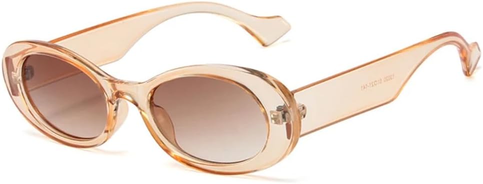 

Солнцезащитные очки для мужчин и женщин - защита UV400 - маленькие овальные, леопардовый принт, желейный цвет, для занятий спортом на открытом воздухе и вождения DSVIGF, Champagne Tea