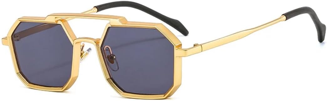 

Ретро-металлические панк-солнцезащитные очки Polygon для женщин, модные, с прозрачными линзами, защита от УФ-излучения UV400, для мужчин, красные и желтые UUPTTPL, Golden Grey