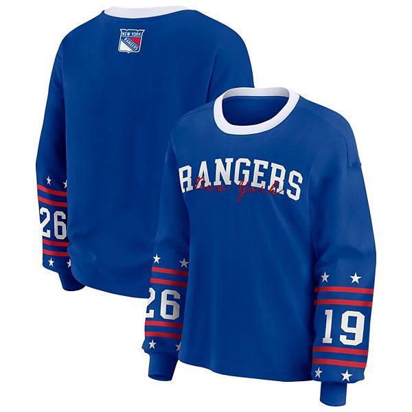 

Женская синяя футболка с длинным рукавом New York Rangers Wear By Erin Andrews, Синий, Женская синяя футболка с длинным рукавом New York Rangers Wear By Erin Andrews
