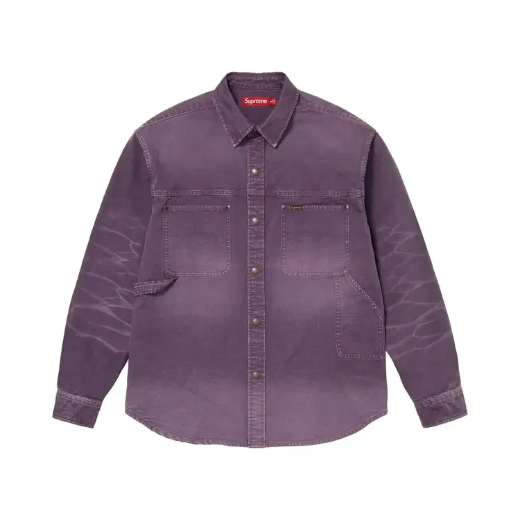 Футболка Supreme Worn Snap Painter Shirt, фиолетовый