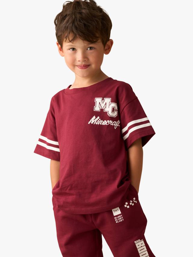 

Детская хлопковая футболка Minecraft Varsity Angel & Rocket, Burgundy