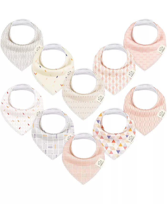 

10шт детские бандана-слюнявчики, хлопковые слюнявчики для мальчиков и девочек, слюнявчики для младенцев и новорожденных Keababies, розовый