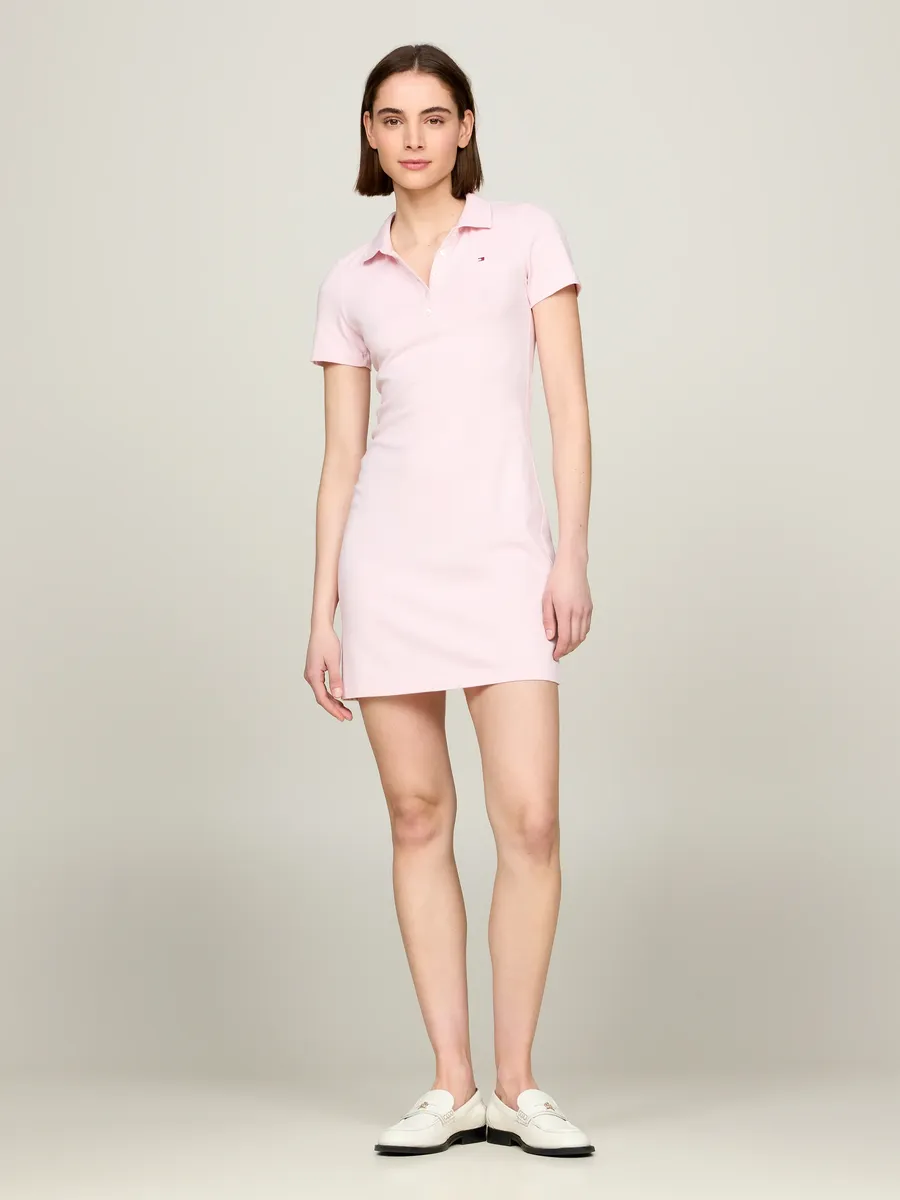 

Платье-поло Tommy Hilfiger "1985 SLIM PIQUE POLO DRESS SS " с изящной вышивкой логотипа Tommy Hilfiger на груди, розовый