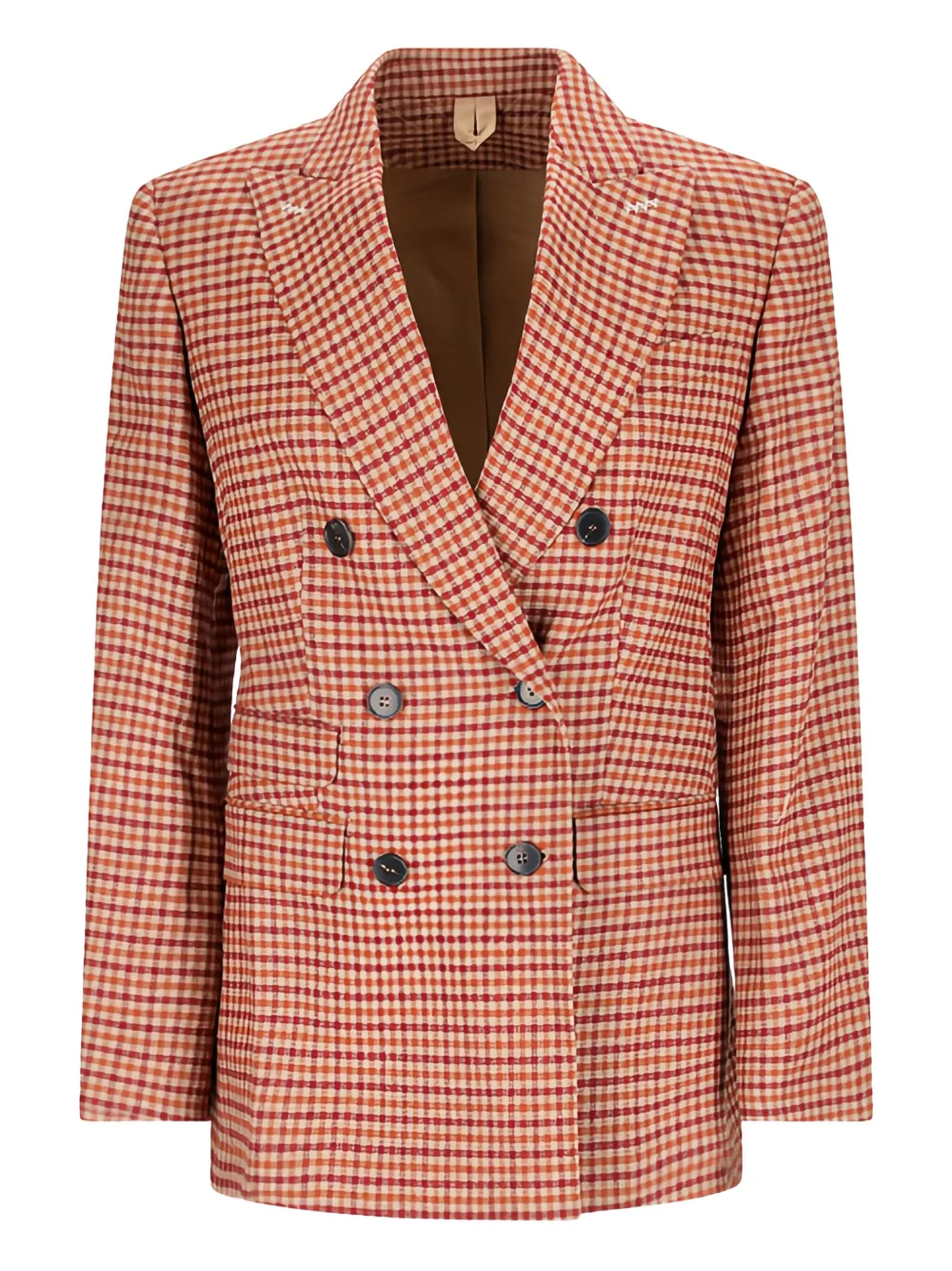 

Двубортный пиджак в клетку гингем MAX MARA, красный