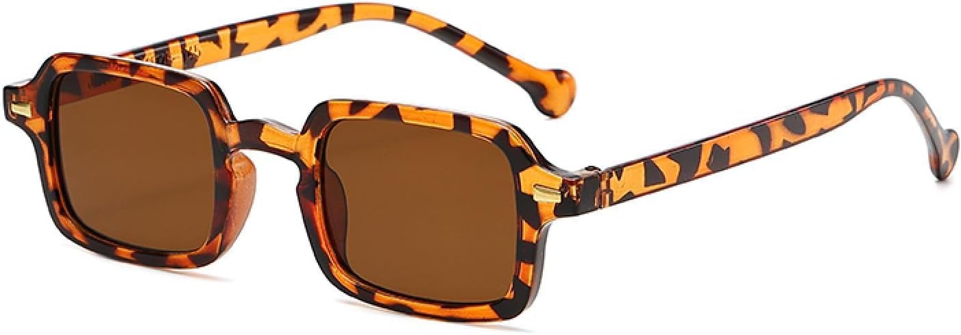 

Солнцезащитные очки прямоугольной формы для женщин, овальные очки в винтажном стиле для мужчин и женщин, очки конфетных цветов с защитой от УФ-излучения UV400 HHZZYVY, Leopard Brown