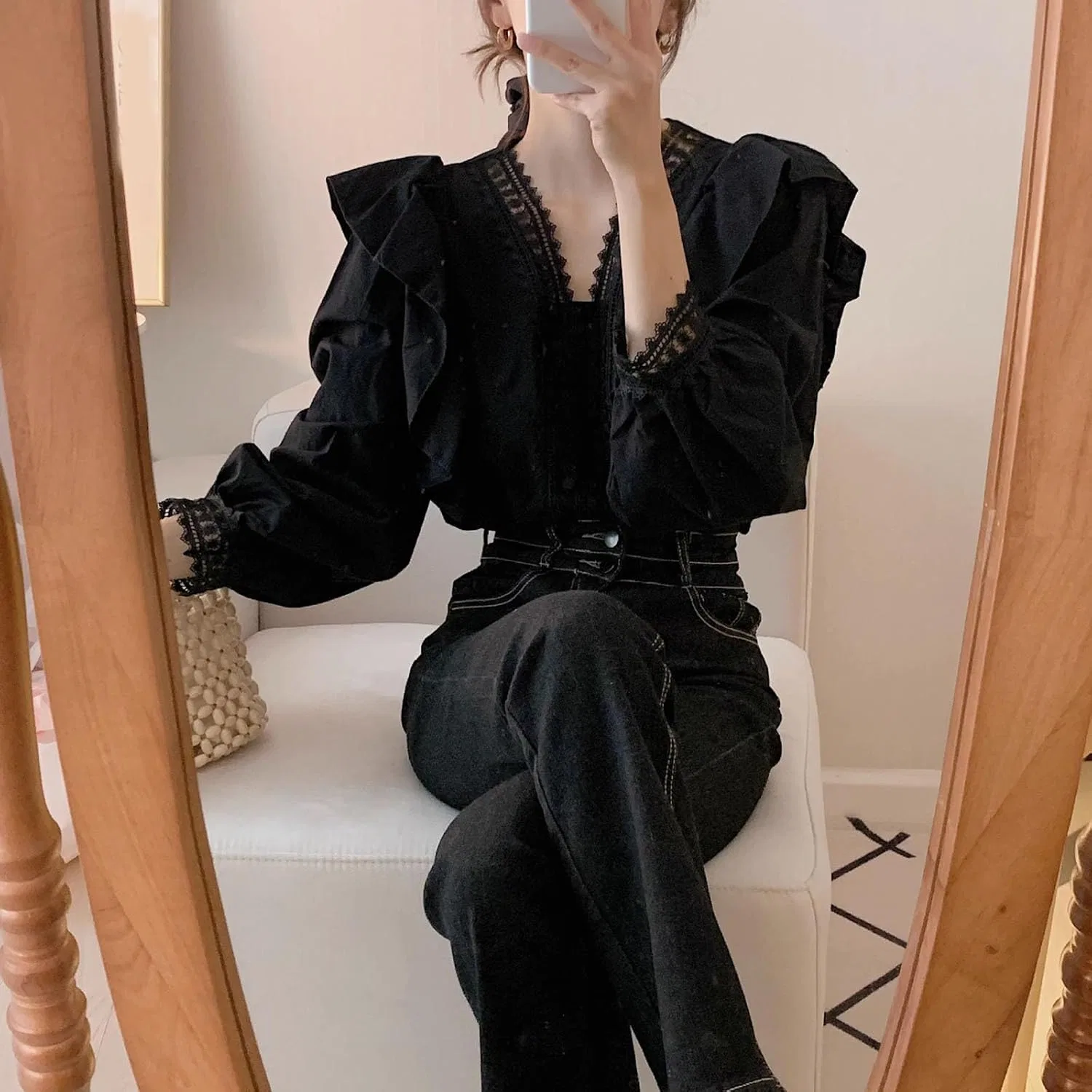 Блуза женская с кружевом Graduation Blouse 3l, черный — фото 3