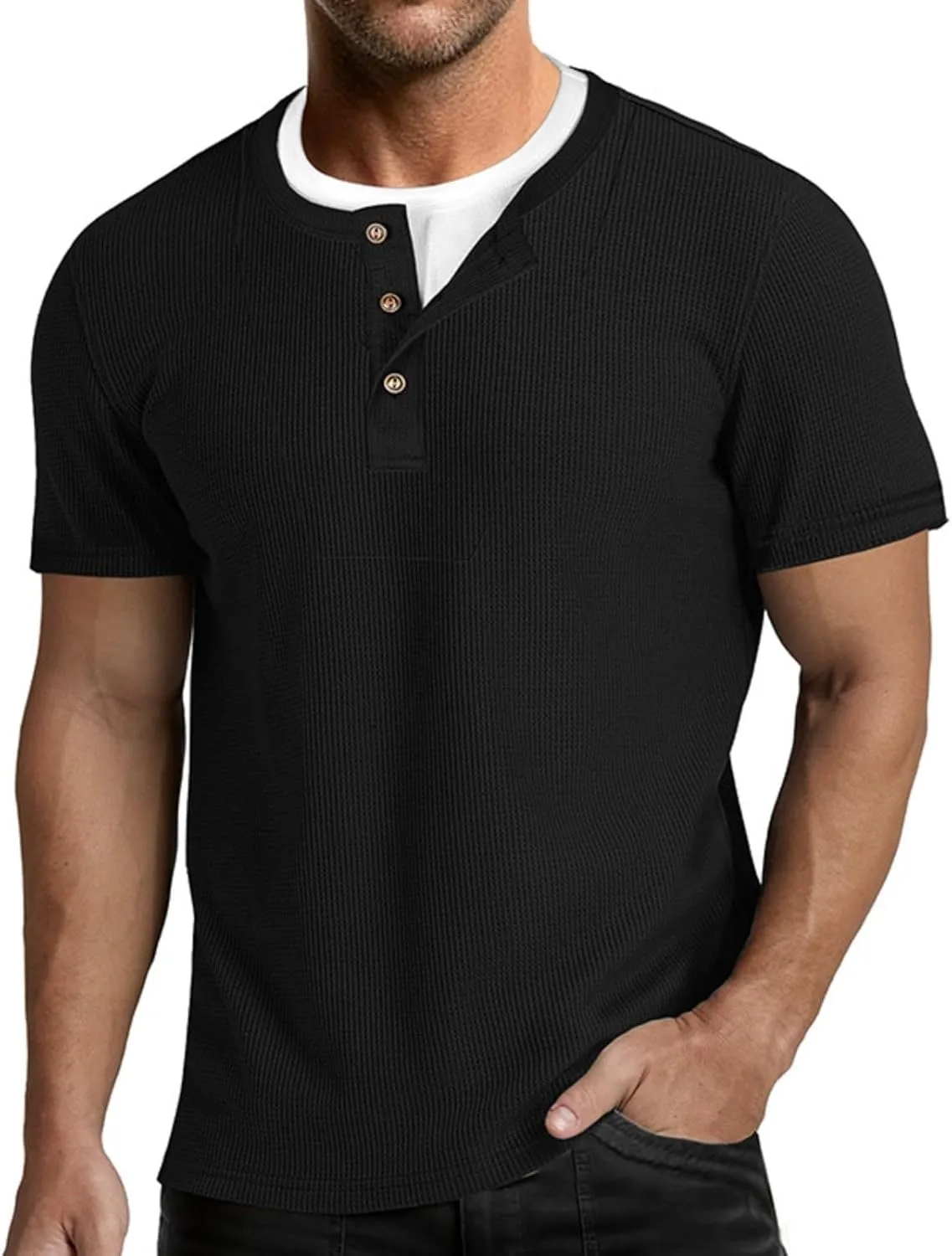 

Мужская футболка-хенли с коротким рукавом