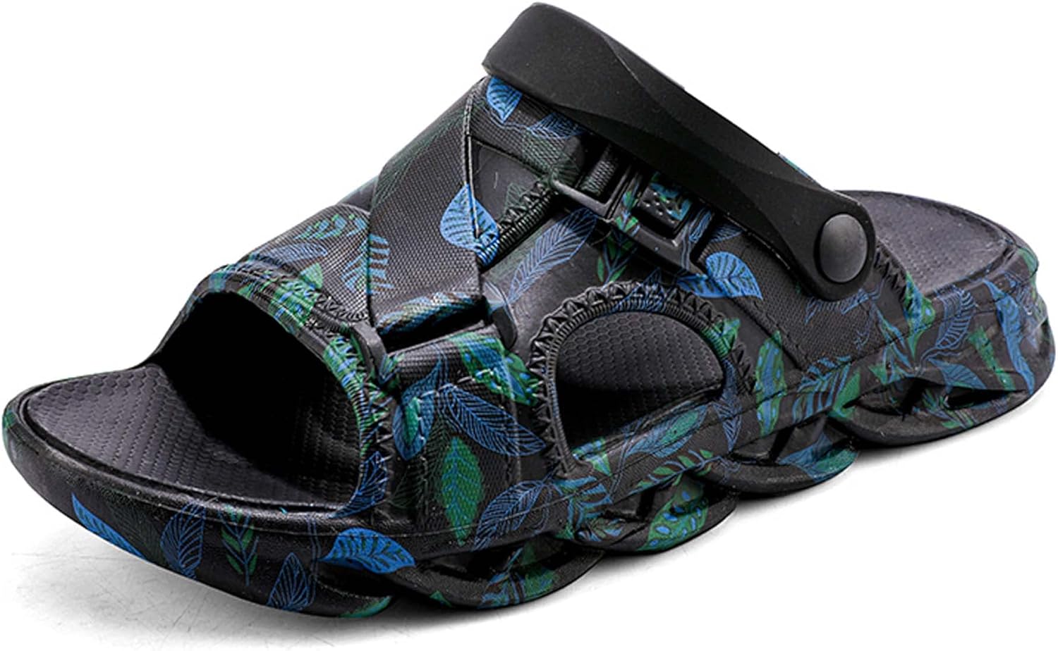 

Летние мужские повседневные сандалии шлепанцы, дышащие, удобные, легкие, противоскользящие, прочные, с двухслойной подошвой EVA, толстая подошва Generic, черный