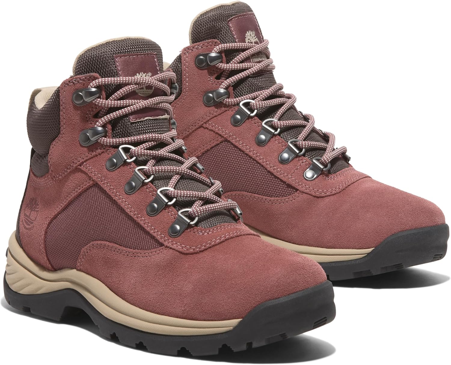 Женские белые водонепроницаемые походные ботинки Timberland Ledge Mid со шнуровкой, Red Suede — фото 3