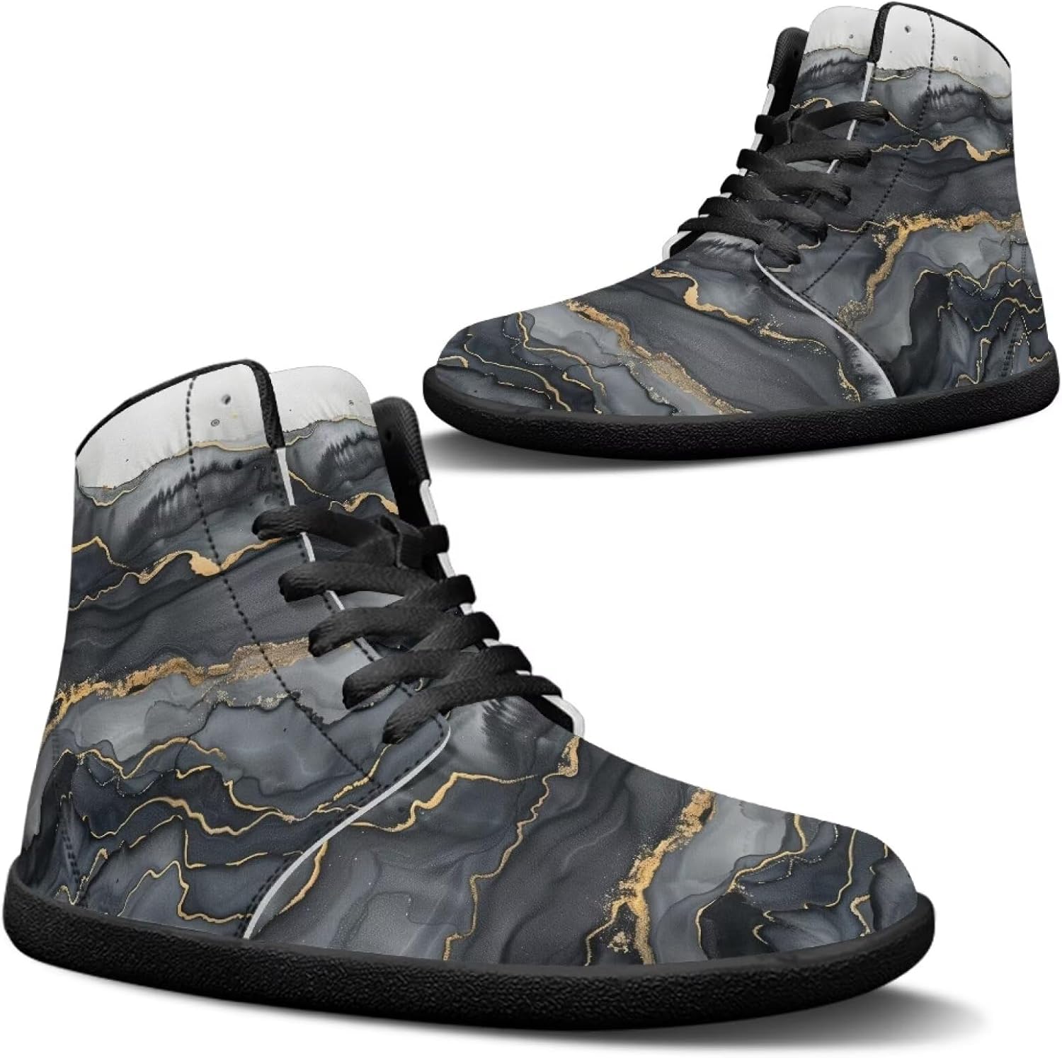 

Высокие повседневные обувь из искусственной кожи с широкой носочной частью, противоскользящие кроссовки на шнуровке, спортивная и рабочая обувь Goronwyfloyd, черный