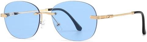 

Солнцезащитные очки без оправы, круглые, для женщин, ретро, ​​маленькая металлическая оправа, для путешествий, уличной фотосессии, с защитой от УФ-излучения UV400. 2027 год MTZJH, 5