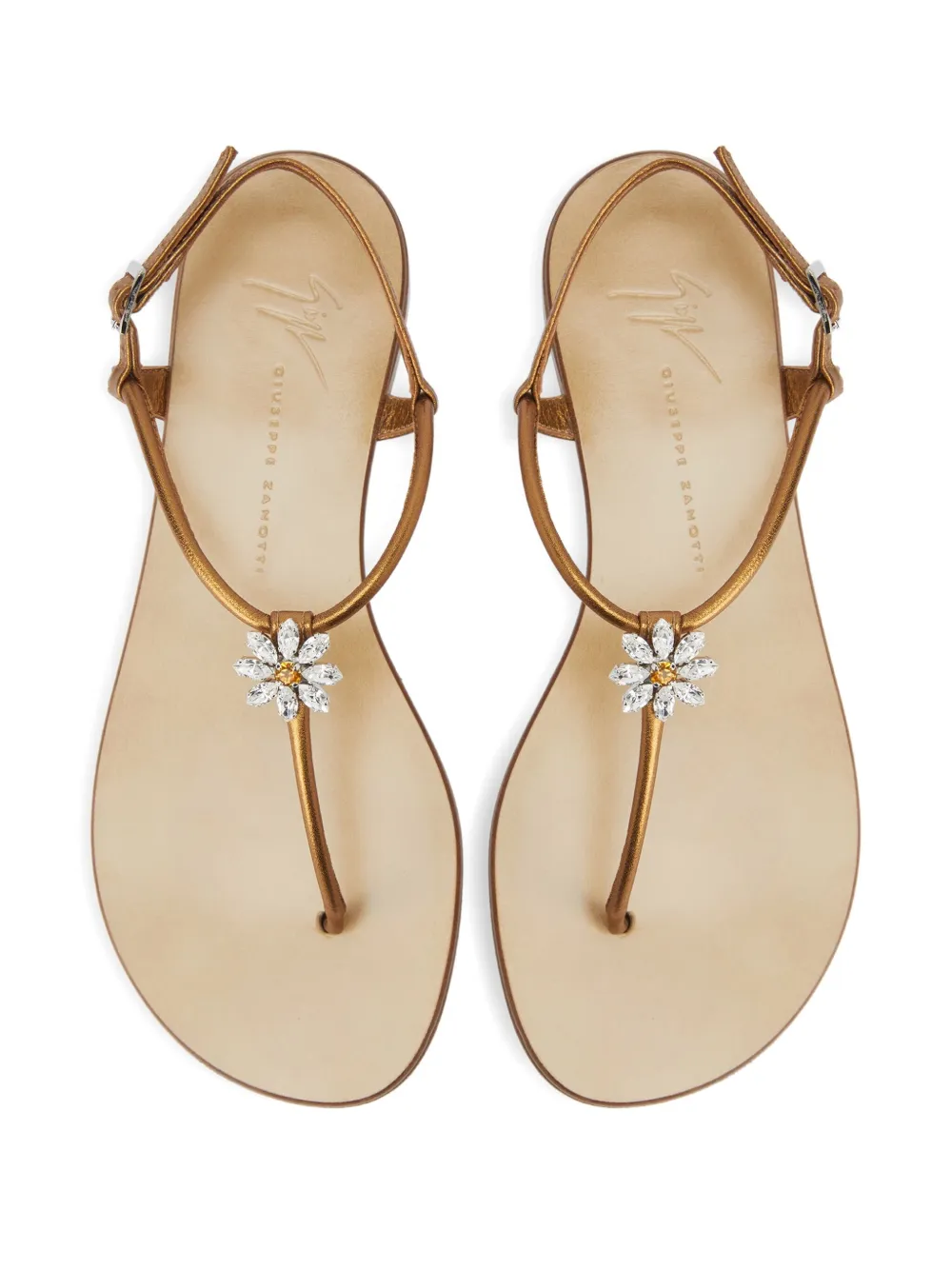 Сандалии Geltrude с кристаллами и цветами Giuseppe Zanotti, коричневый — фото 3