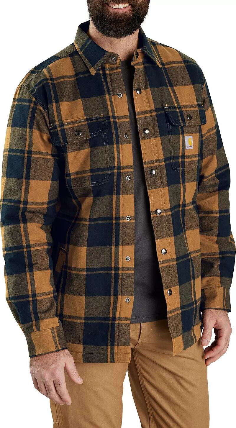 

Мужская фланелевая куртка-рубашка Carhartt на подкладке из шерпы