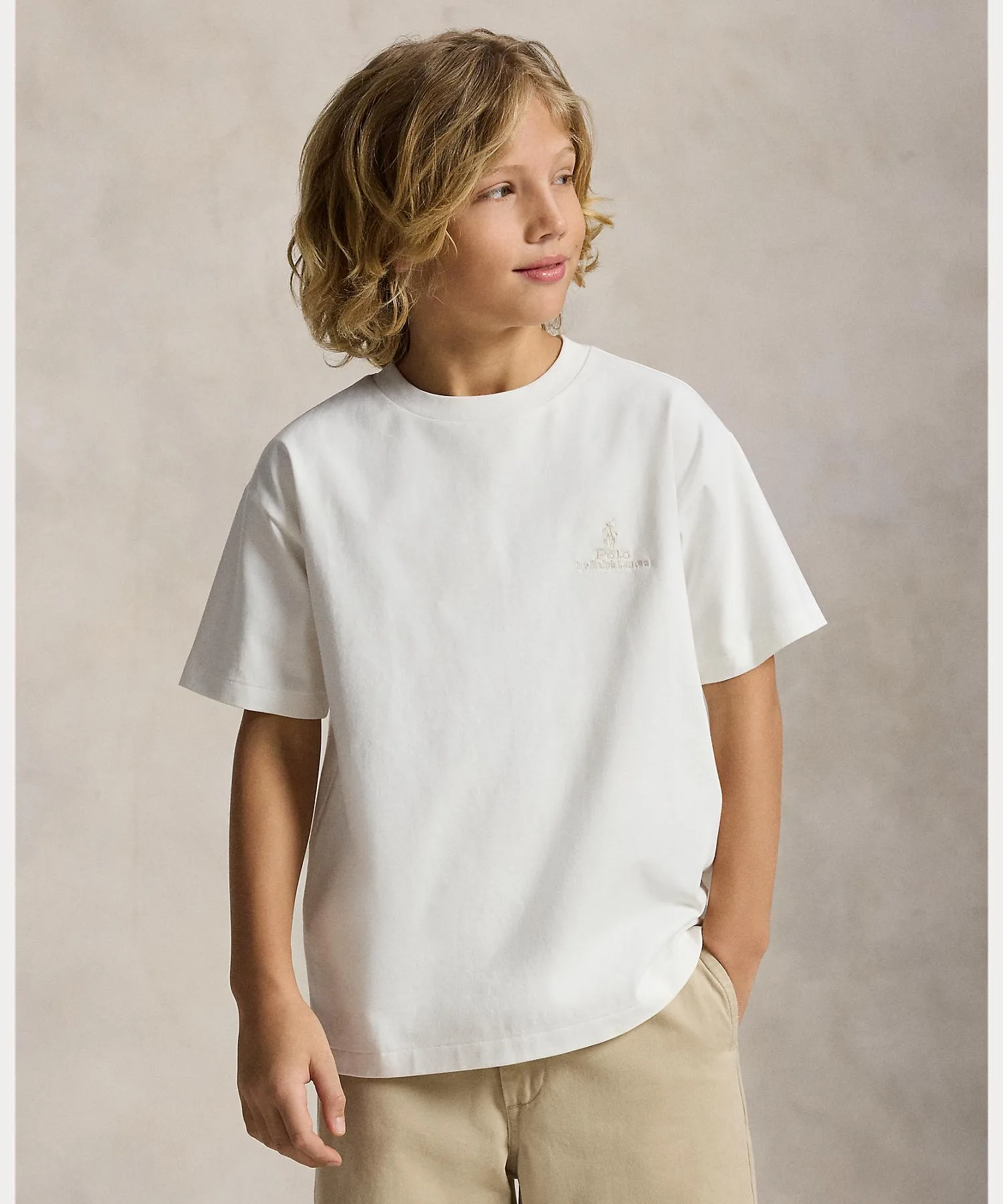 Детская футболка oversize из хлопка Big Fit POLO RALPH LAUREN CHILDRENSWEAR белая