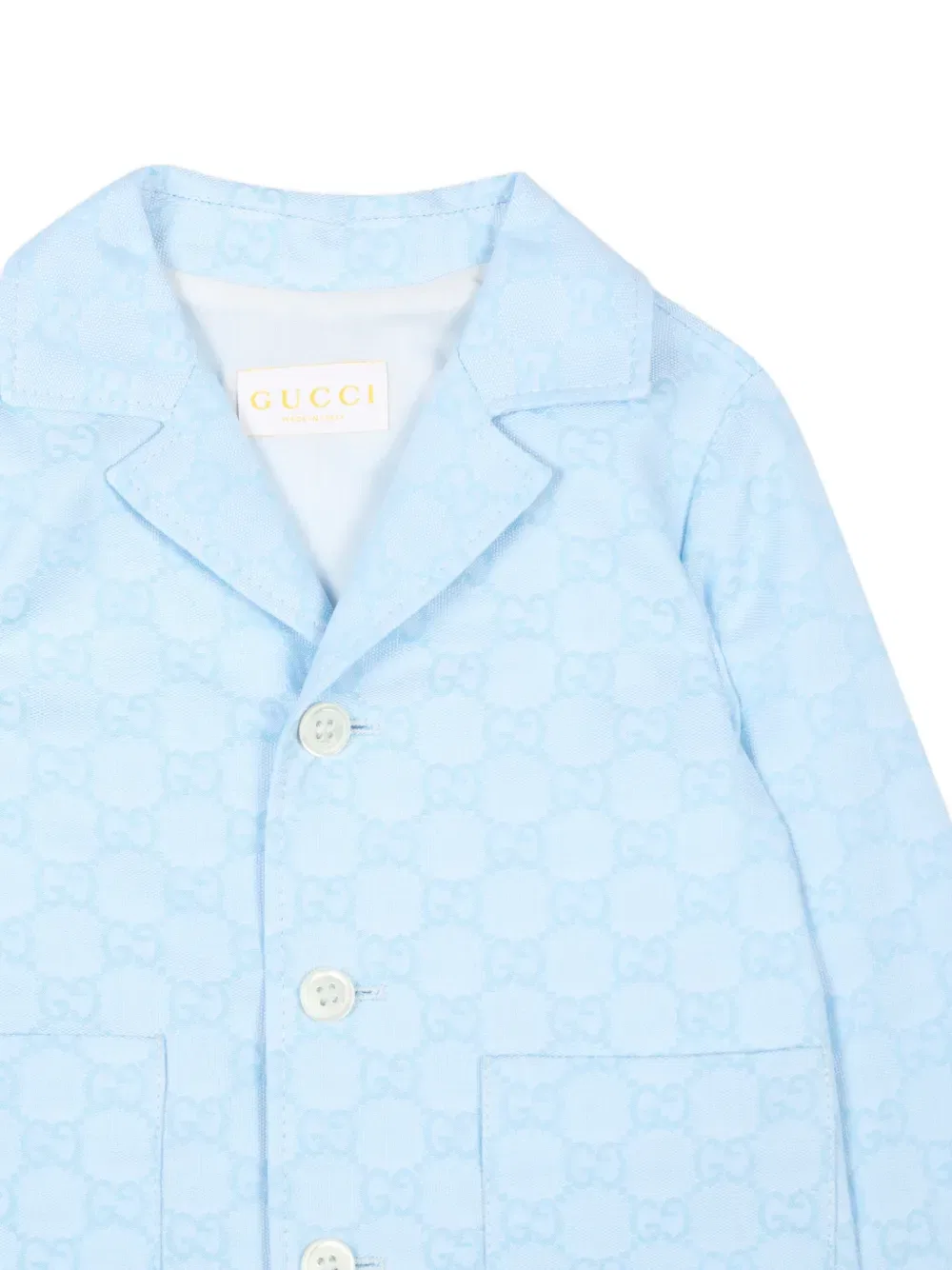 Жакет с пуговицами и узором Gucci Kids, синий — фото 3