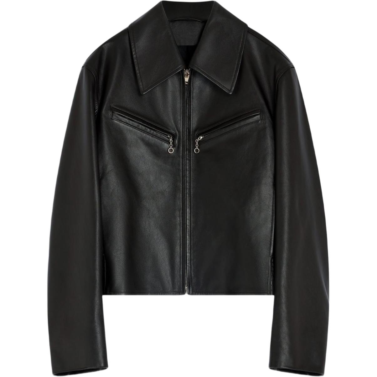 

Кожаная куртка на молнии спереди Lemaire, черный